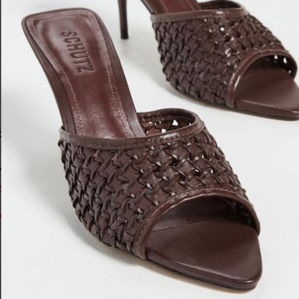 SCHUTZ Dark Brown Woven Heels